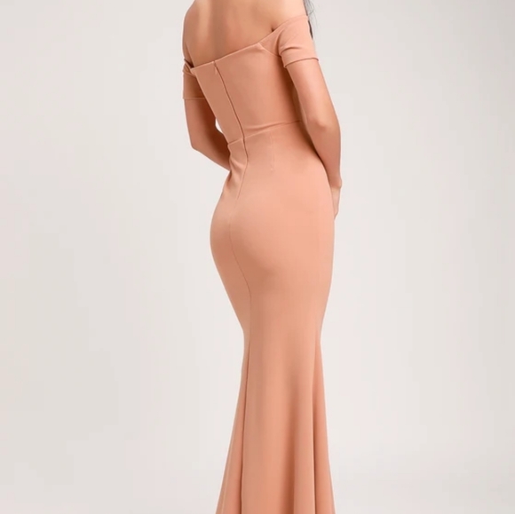 Medium Nude Off-the-Shoulder Maxi Dress - Picture 3 of 8